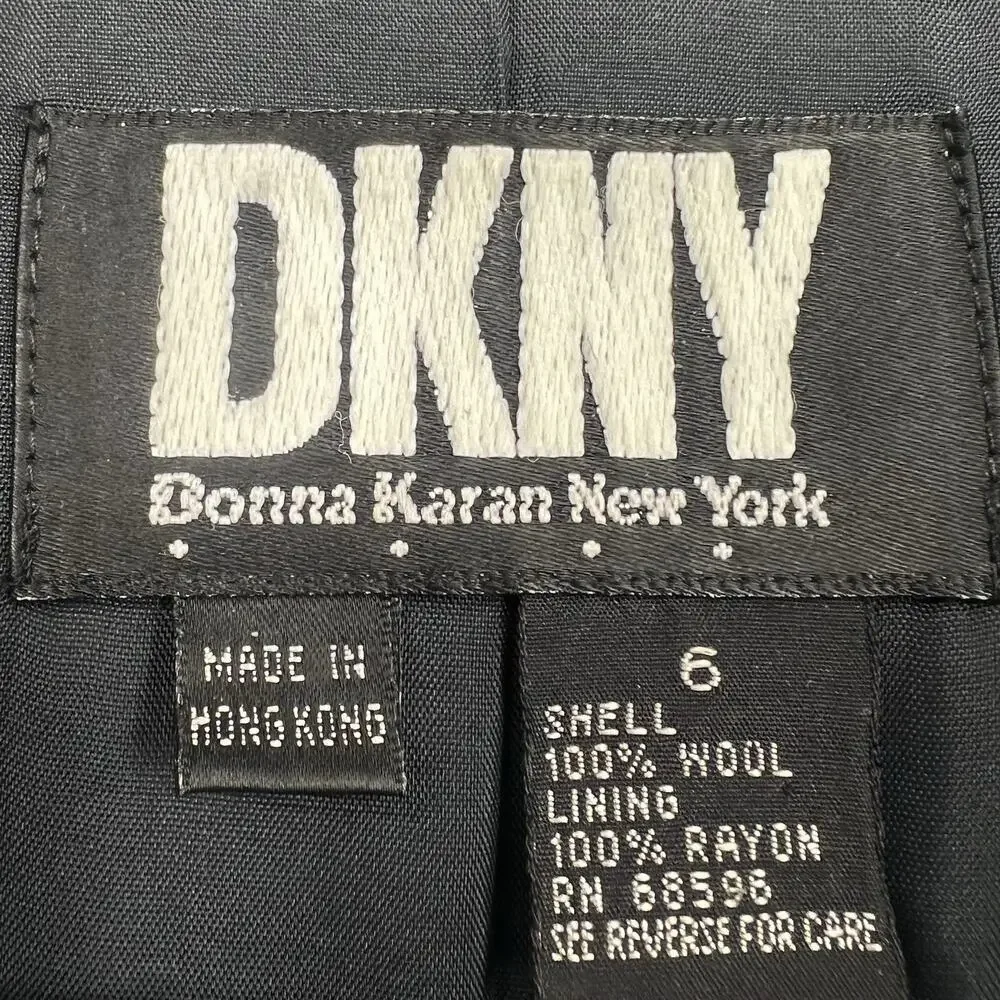 Vintage 90s 100% Wool DKNY Women Blazer Hand Beaded - Picture 5 of 7